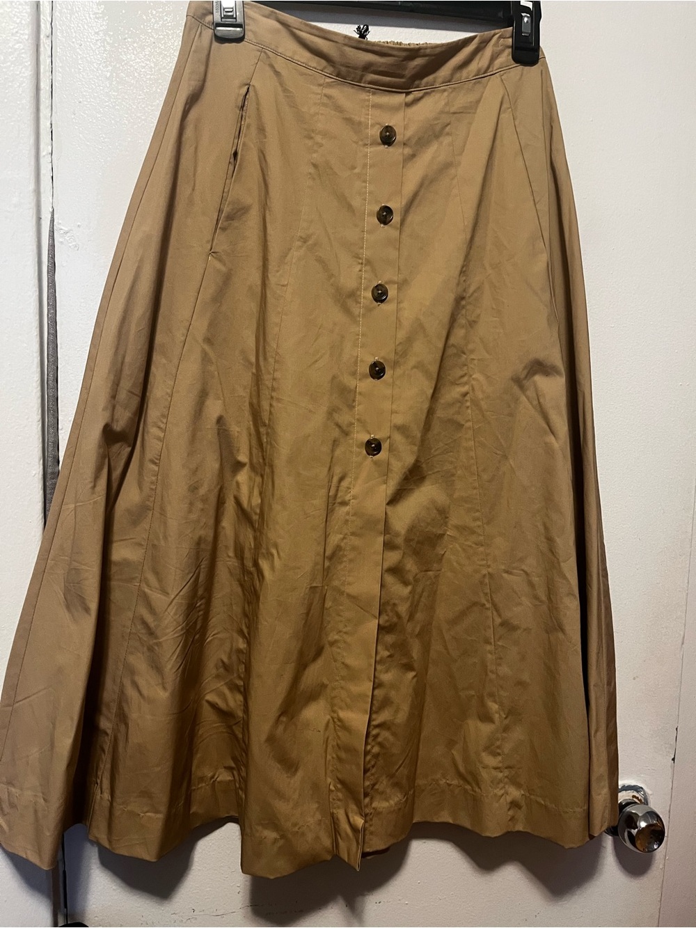 Banana Republic Tan A-Line Button Front Skirt